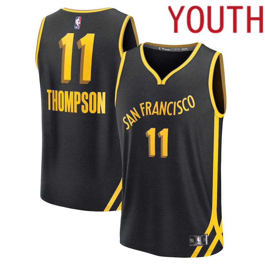 Youth Golden State Warriors #11 Klay Thompson Fanatics Branded Black City Edition 2023-24 Fast Break NBA Jersey